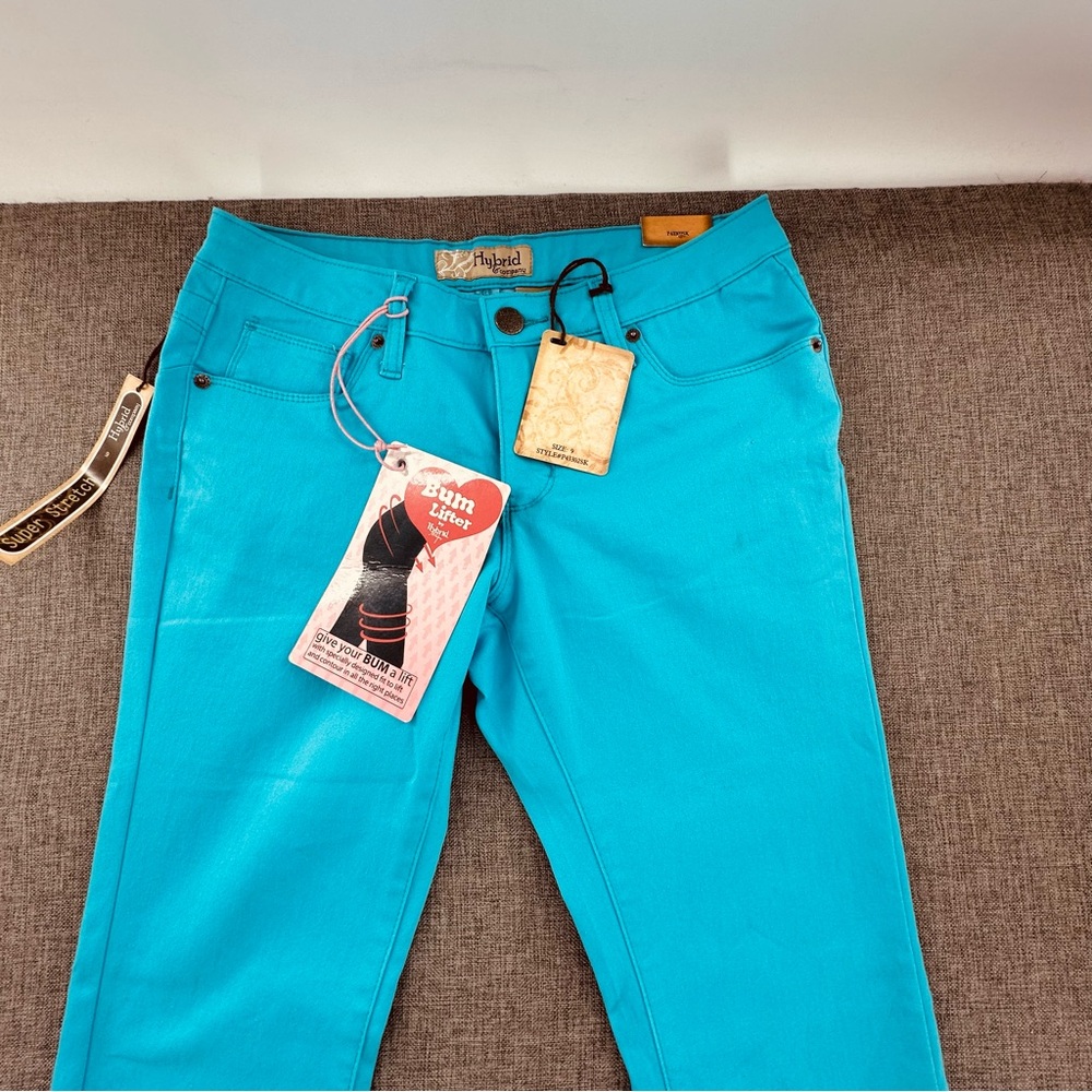 NEW! Hybrid & Company Skinny‎ Jeans Bum Lifter Turquoise 9 Cotton Blend Stretch - Picture 7 of 14